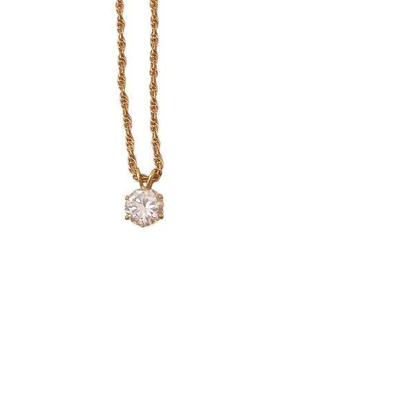 Park Lane 1ct SOLITAIRE CZ Pendent Necklace 18k plated Gold Chain Realistic EUC - Picture 11 of 13
